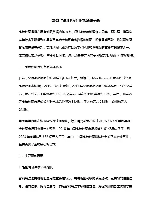 2023年高精地图行业市场规模分析