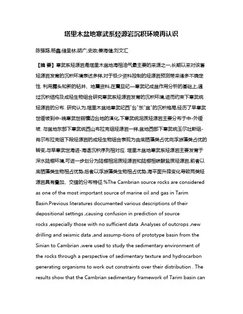 塔里木盆地寒武系烃源岩沉积环境再认识