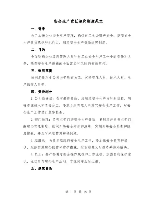 安全生产责任追究制度范文(5篇)