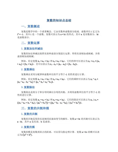 复数的知识点总结