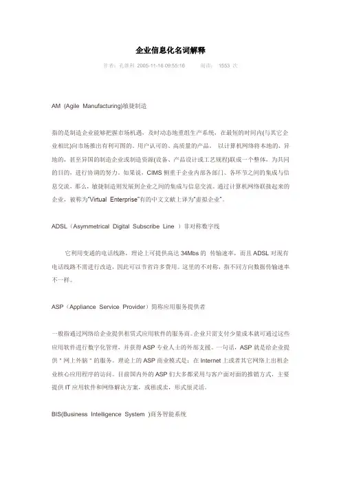 企业信息化名词解释