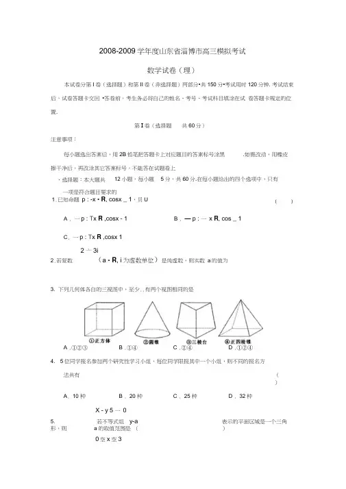 2008-2009学年淄博高三模拟考试理