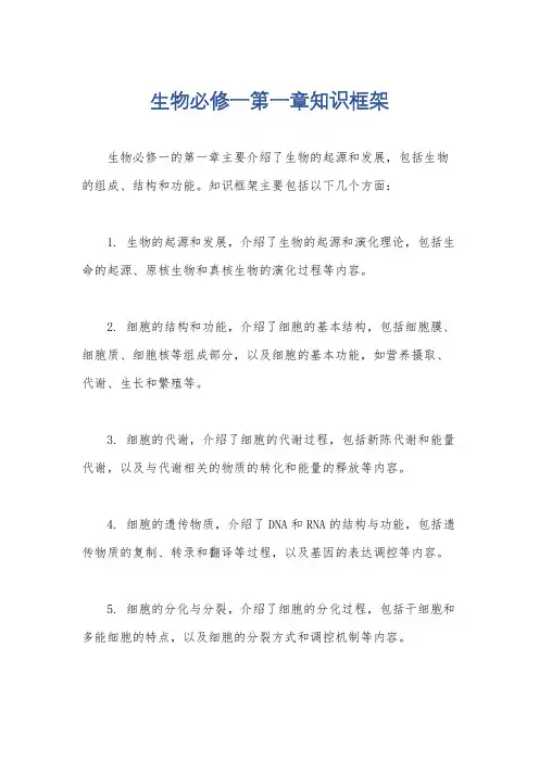 生物必修一第一章知识框架