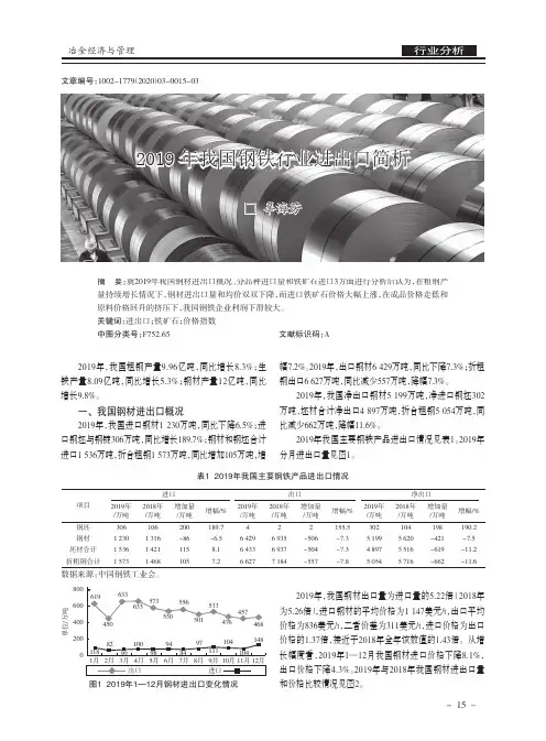 2019年我国钢铁行业进出口简析