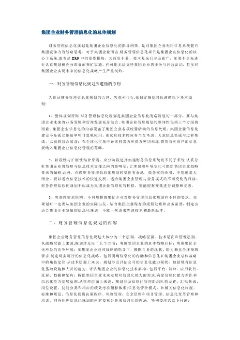 集团企业财务管理信息化的总体规划