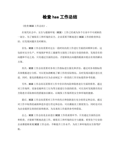 检查hse工作总结
