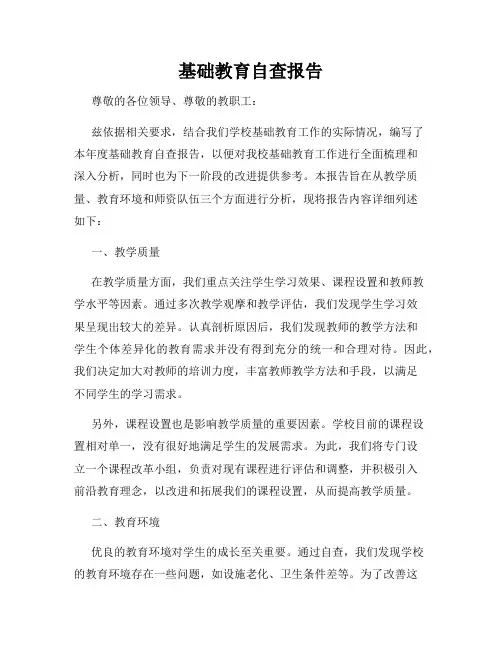 基础教育自查报告