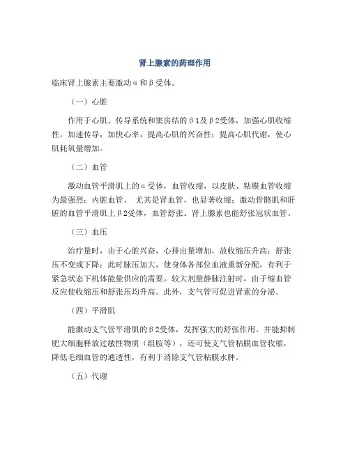 肾上腺素的药理作用