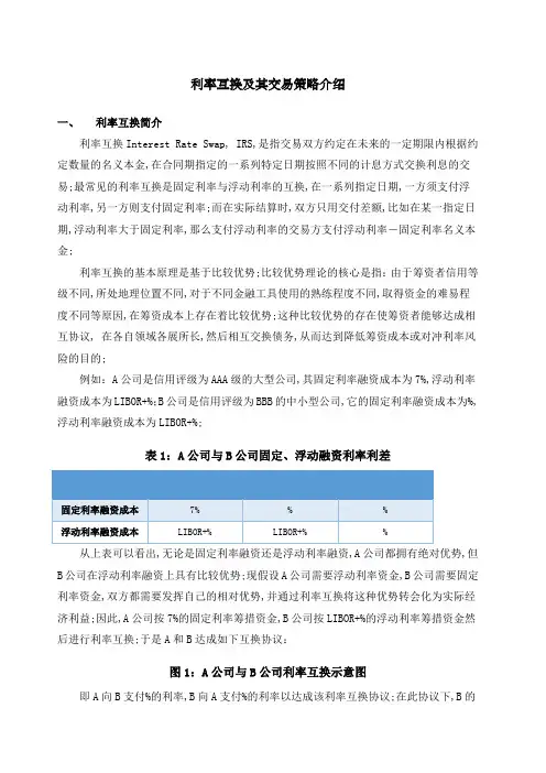 利率互换及其交易策略介绍