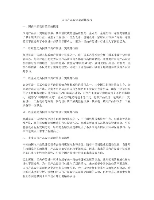 国内产品设计奖项排行榜
