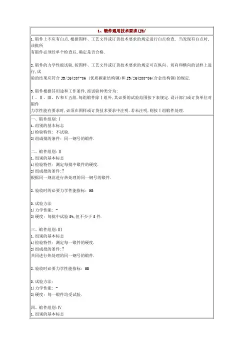 锻件通用技术要求