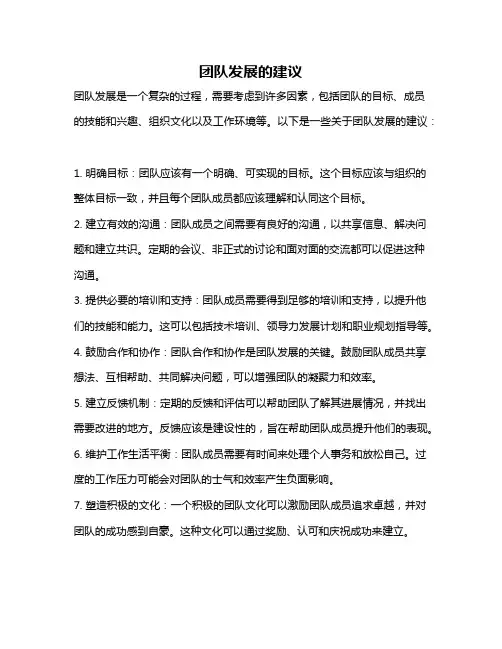 团队发展的建议