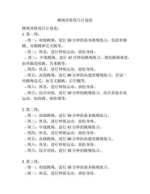 跳绳训练每日计划表