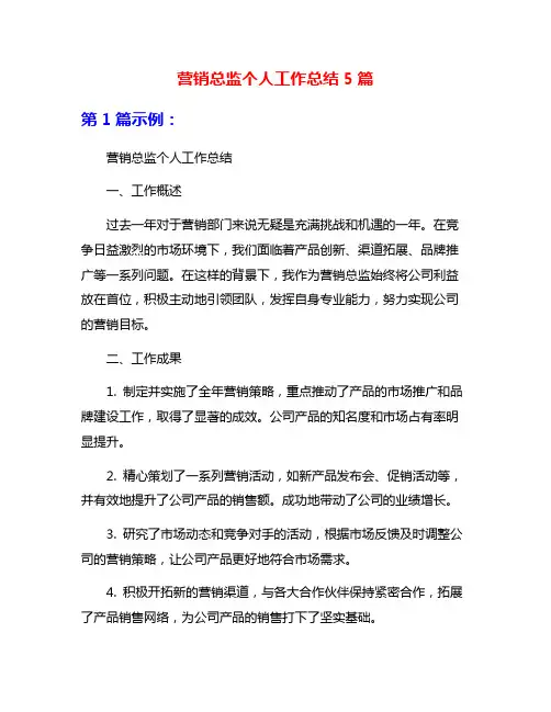 营销总监个人工作总结5篇