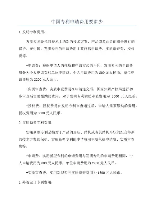 中国专利申请费用要多少