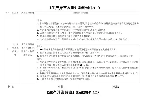 【生产异常反馈】流程控制卡(一)