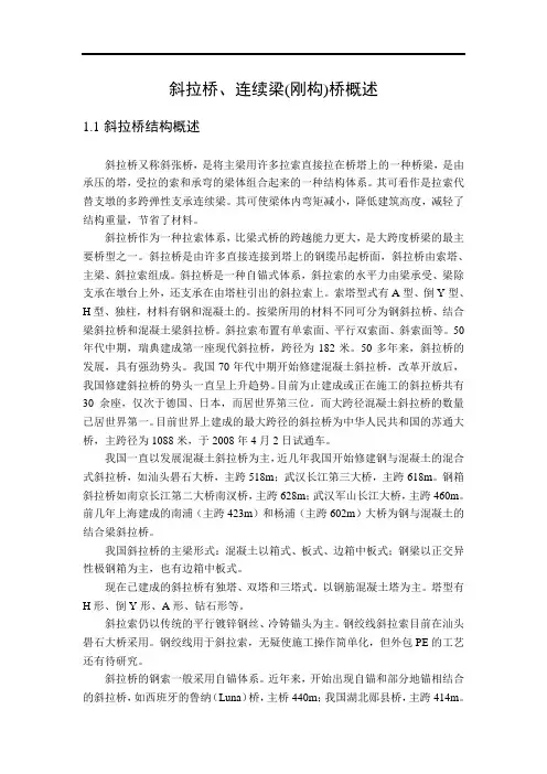 斜拉桥、连续梁(刚构)桥概述