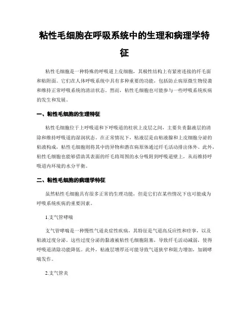 粘性毛细胞在呼吸系统中的生理和病理学特征
