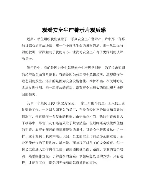 观看安全生产警示片观后感
