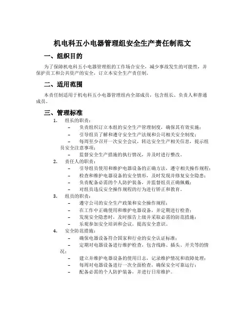 机电科五小电器管理组安全生产责任制范文[001]