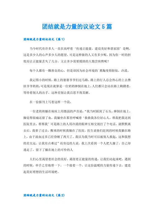 团结就是力量的议论文5篇
