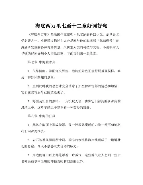 海底两万里七至十二章好词好句