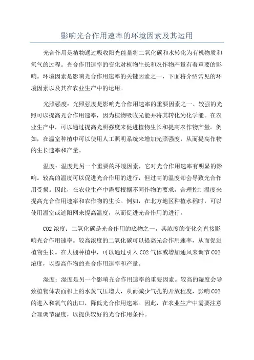 影响光合作用速率的环境因素及其运用