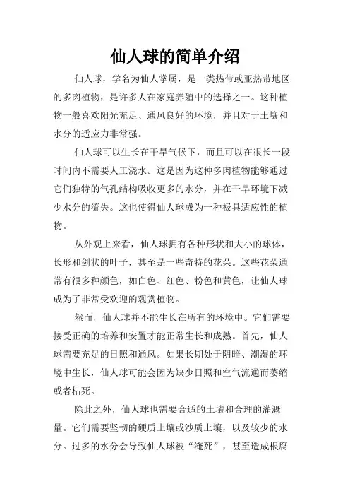 仙人球的简单介绍