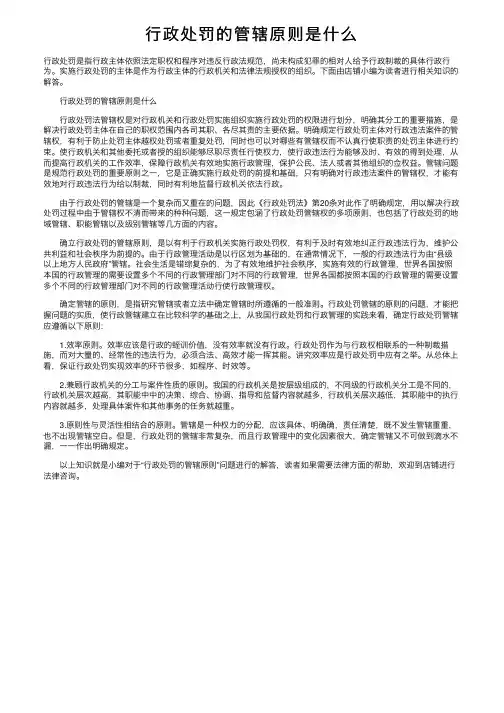 行政处罚的管辖原则是什么