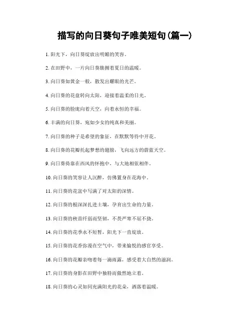 描写的向日葵句子唯美短句(精选两篇)