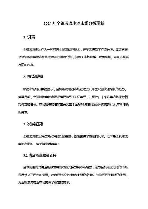 2024年全钒液流电池市场分析现状