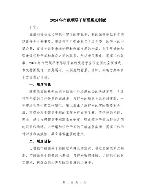 2024年市级领导干部联系点制度