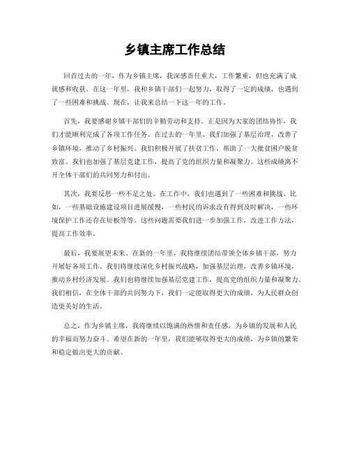 乡镇主席工作总结