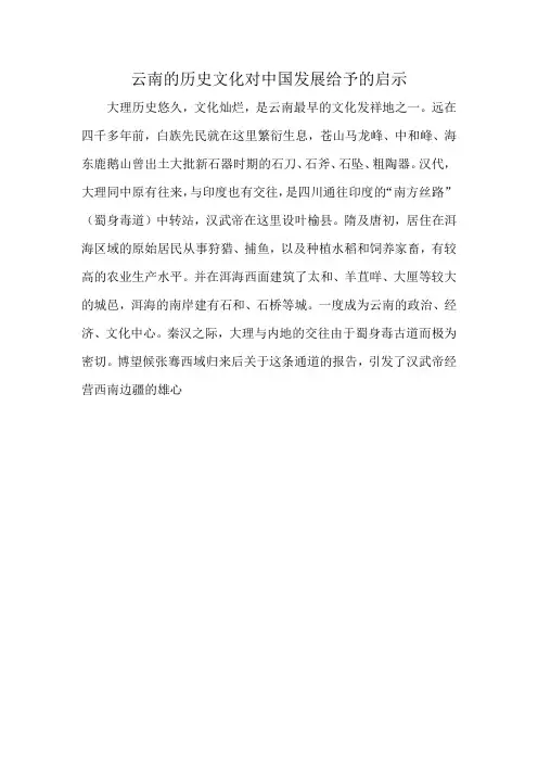 云南的历史文化对中国发展给予的启示