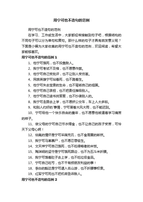用宁可也不造句的范例