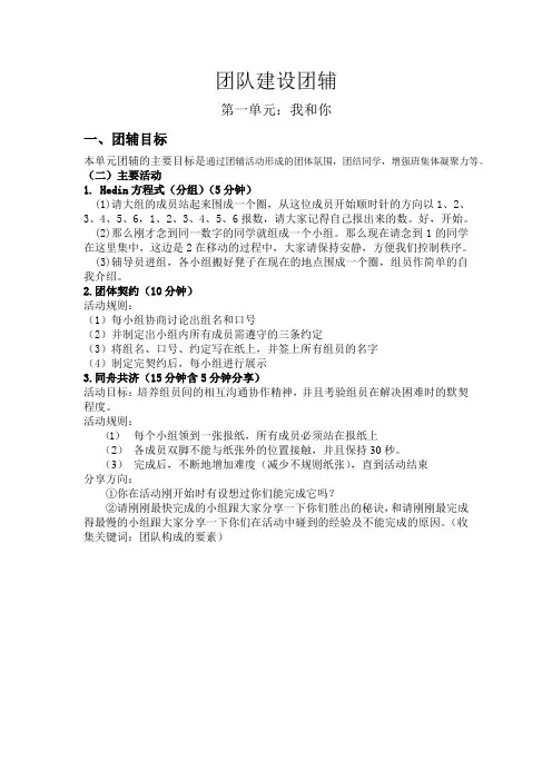 团队建设团辅方案
