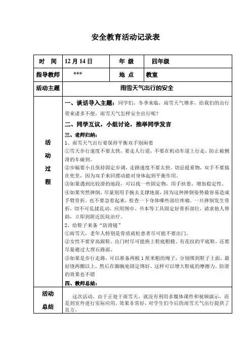 安全教育活动记录表