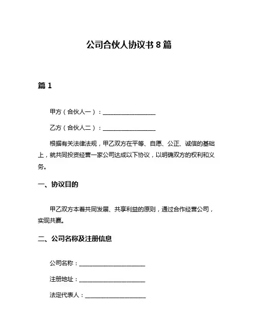 公司合伙人协议书8篇
