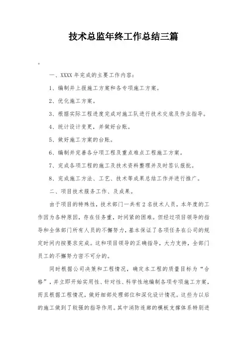 技术总监年终工作总结三篇