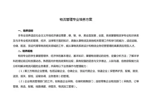 物流管理专业培养方案