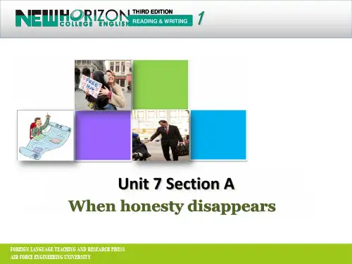 新视野大学英语第三版Unit 7 Section A讲解