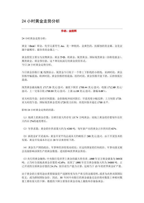 24小时黄金走势分析