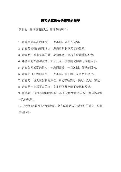 形容追忆逝去的青春的句子