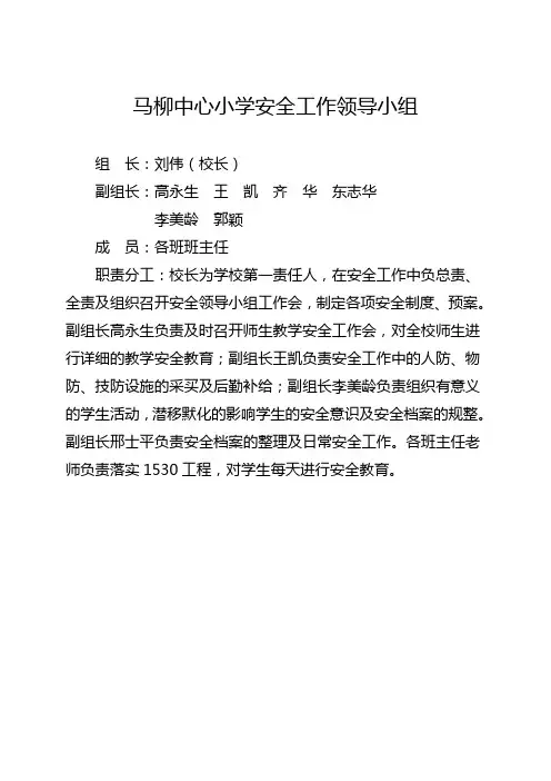 马柳小学岗位安全工作职责材料