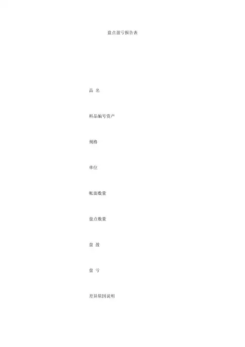 盘点盈亏报告表
