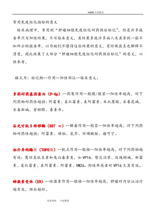 免疫组化指标意义