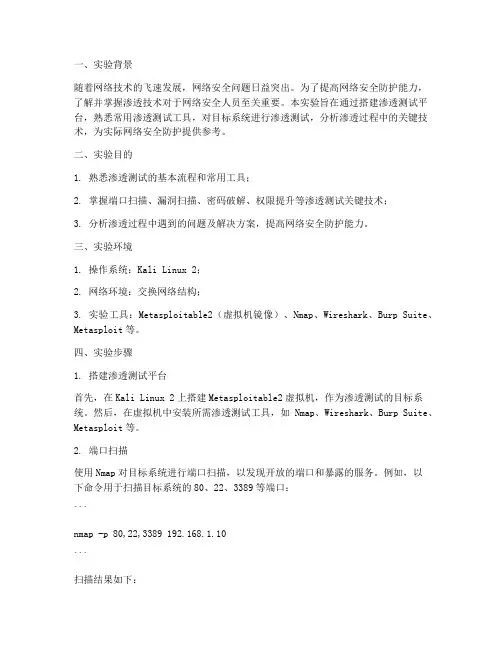 渗透技术分析实验报告