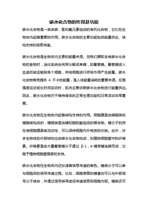 碳水化合物的作用及功能