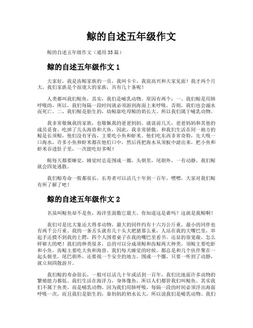 鲸的自述五年级作文