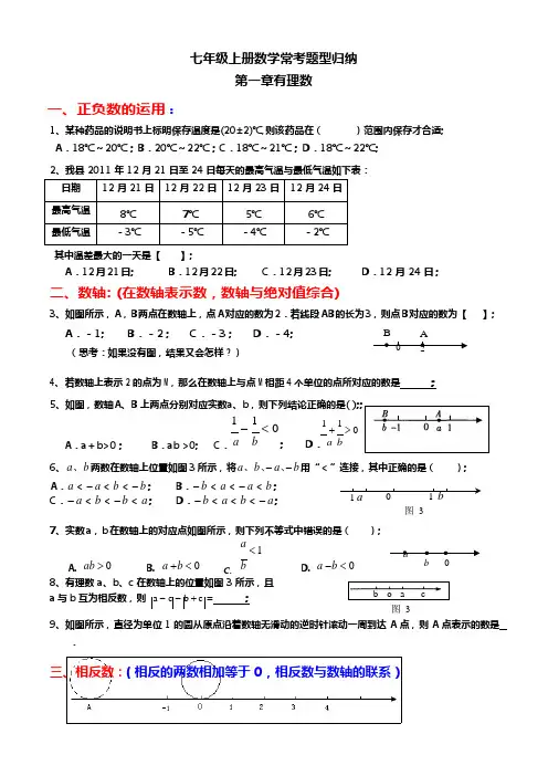 (完整)七年级上册数学常考题型归纳期末复习用,推荐文档